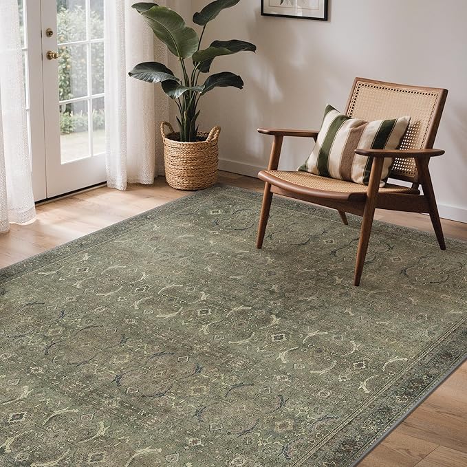 GENIMO 8x10 Area Rugs for Living Room, Machine Washable Non Slip Vintage Rugs by GENIMO