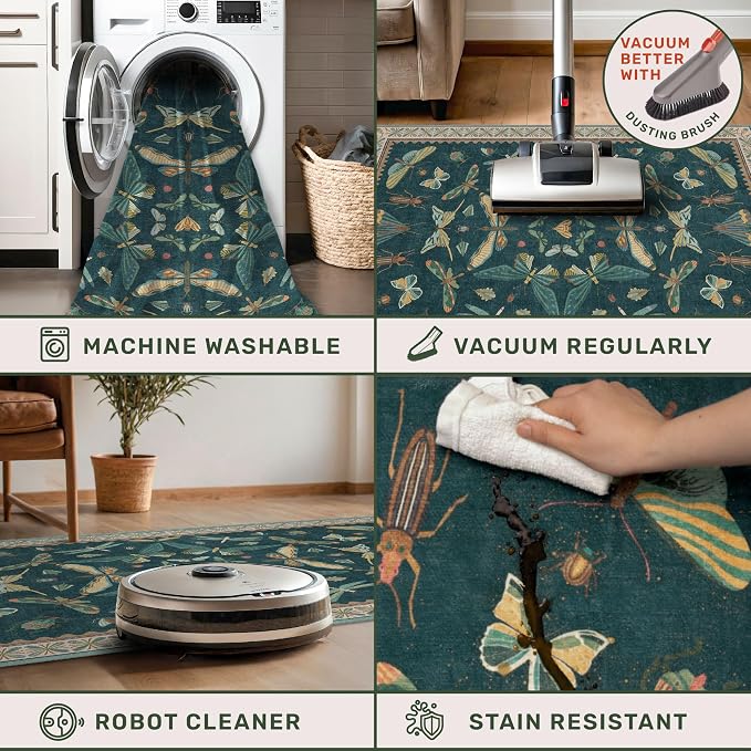 Vintage Teal Area Rugs for Living Room 6x8 - Image 4