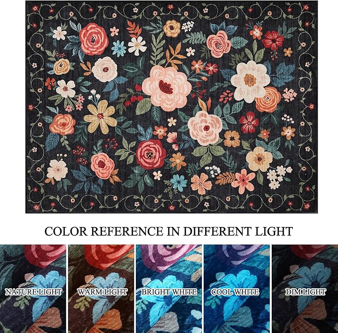 DUKINO 9x12 Area Rug, Floral Rugs - Image 8