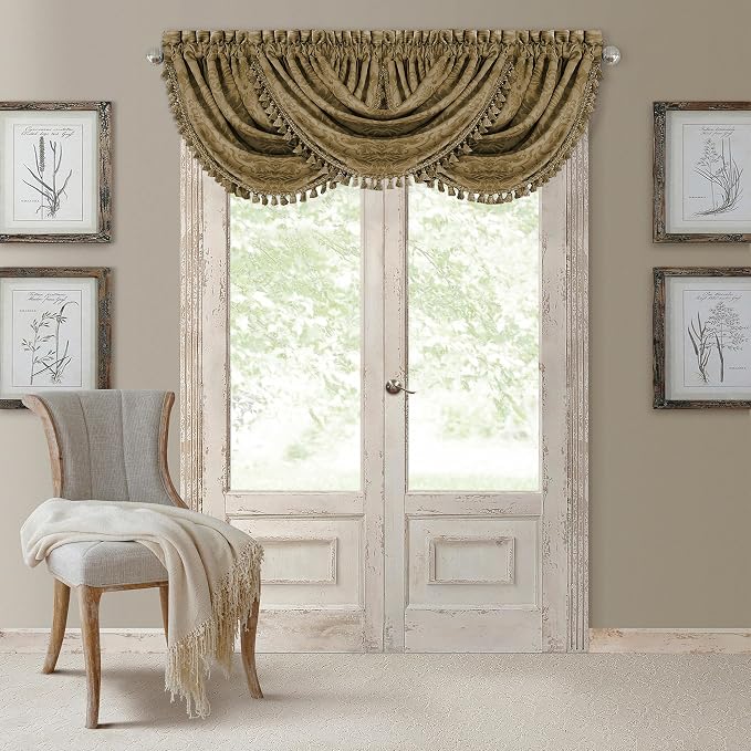 Elrene Home Fashions Antonia Floral Damask Waterfall Window Valance by ElreneHomeFashions