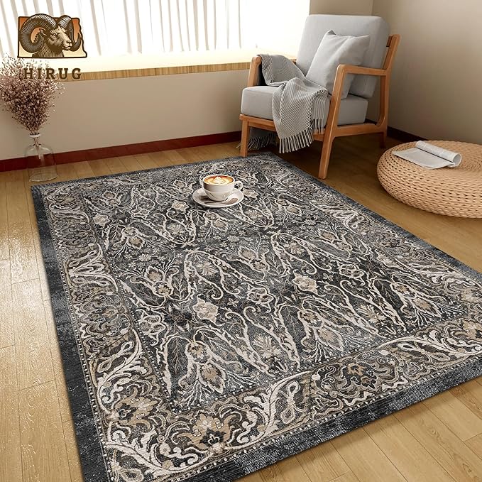 Washable Area Rug 6' x 9' Vintage Traditional Persian Mat - Image 4