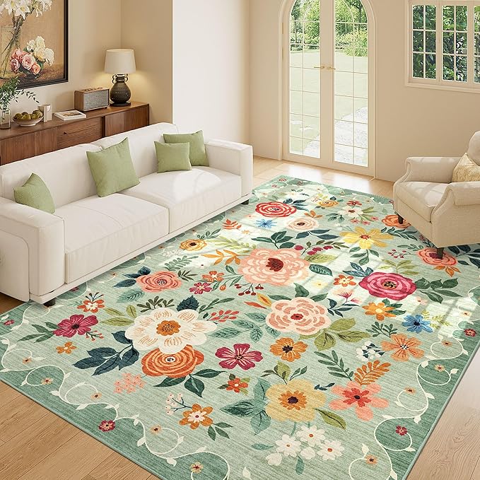 DUKINO 6x9 Area Rug, Floral Rugs - Image 2