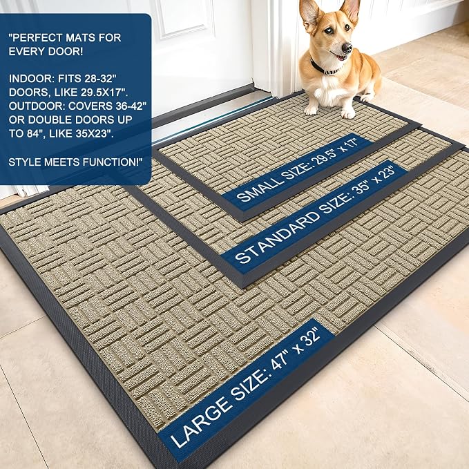 OLANLY Front Door Mat Outside Entrance 35x23, Heavy Duty Sturdy Natural Rubber - Image 2