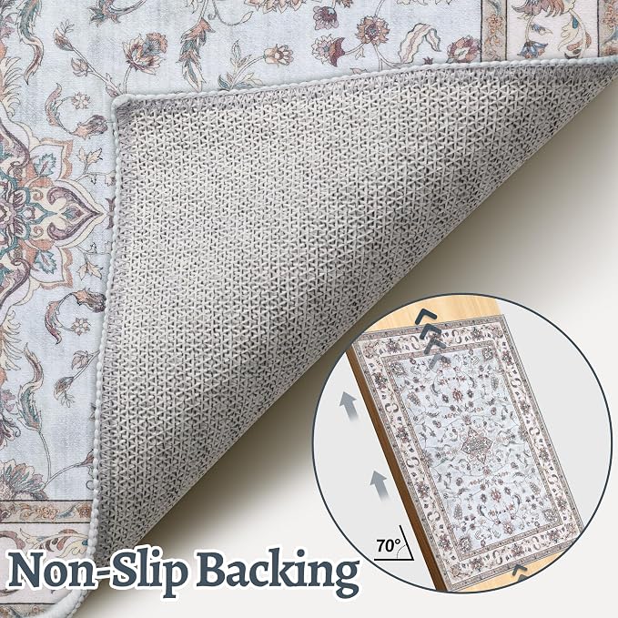 Tangsoo 5x7 Washable Area Rug, Non Slip Boho Rug - Image 5