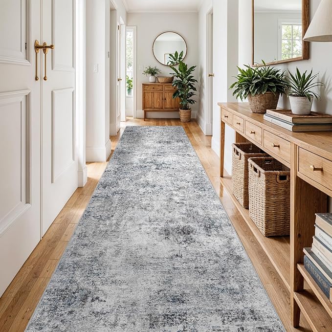 3x12 Washable Hallway Runner Rug – Abstract Non-Slip Mat - Image 4