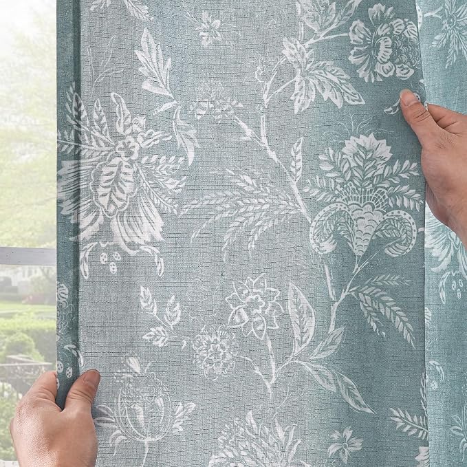 jinchan Linen Floral Curtains for Living Room, 96 Inch Length Curtains - Image 7