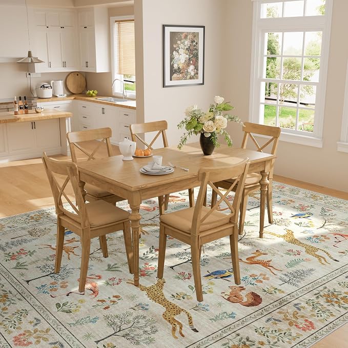 DUKINO 5x7 Rug, Washable Animal Living Room Rug - Image 4