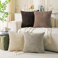 Set of 4 Beige Brown Coffee Decorative Throw Pillow Covers 26x26 Inch Corduroy by Cozoomy