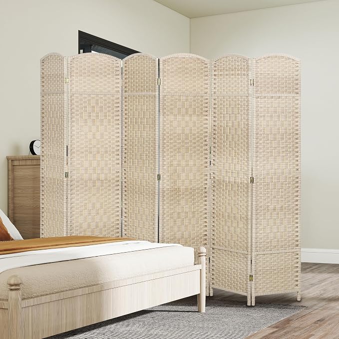 HOMCOM Room Divider, 6 Ft 6 Panel Folding Privacy Screen, Hand-Woven PP Wall - Image 8