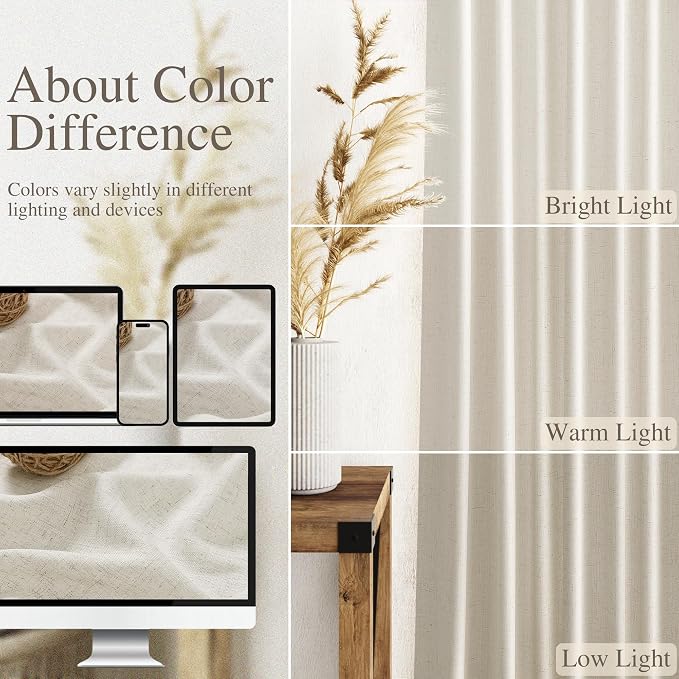 Nanspring Mousse White Linen Curtains 84 Inches Long - Image 3