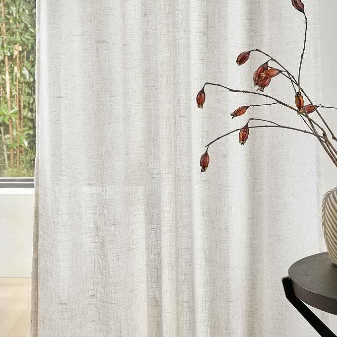 MYSKY HOME Boho Curtains 72 Inch Length, Linen Blend Drapes - Image 4
