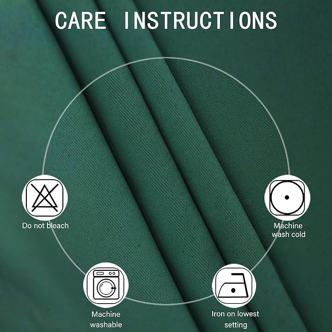 LEMOMO Dark Green Bedroom Blackout Curtains/38 x 63 Inch Long/Set of 2 Curtain - Image 4
