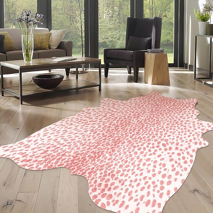Leopard Print Rug, Animal Print 5.2x6.2 Feet Cowhide Rug - Image 7