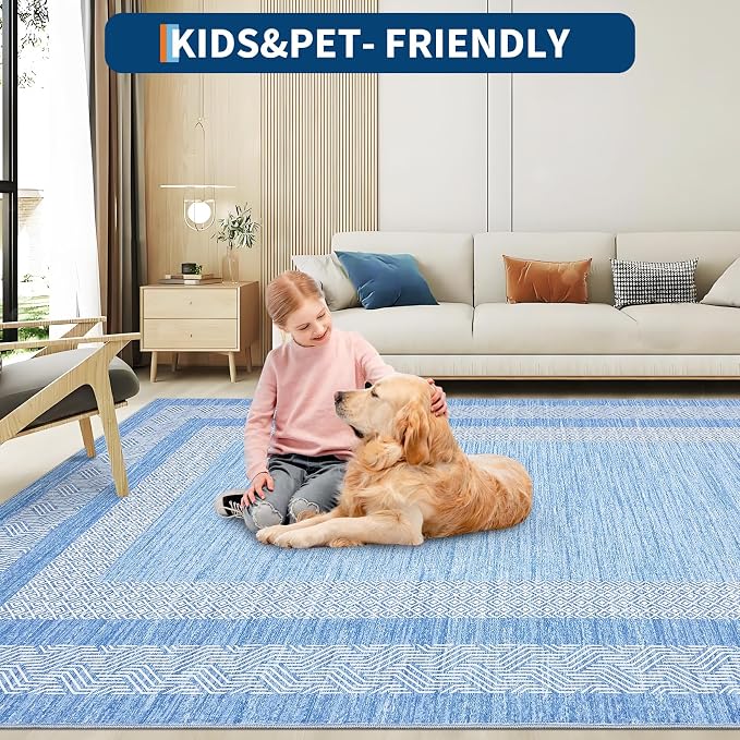 GarveeHome 2.5x8 Modern Bordered Runner Rug Soft Non Slip Washable Floor Carpet - Image 7
