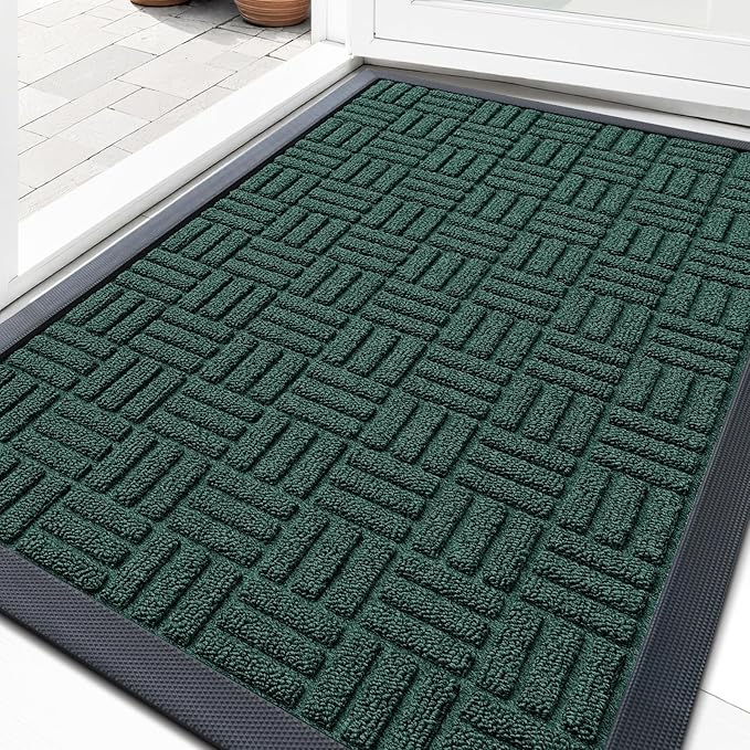 OLANLY Front Door Mat Outside Entrance 35x23, Heavy Duty Sturdy Natural Rubber by OLANLY