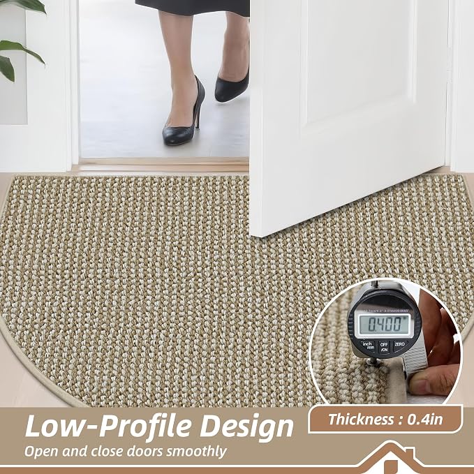 BEQHAUSE Dirt Trapper Door Mat 26" x 40" Half Circle Non-Slip Washable Doormats - Image 5