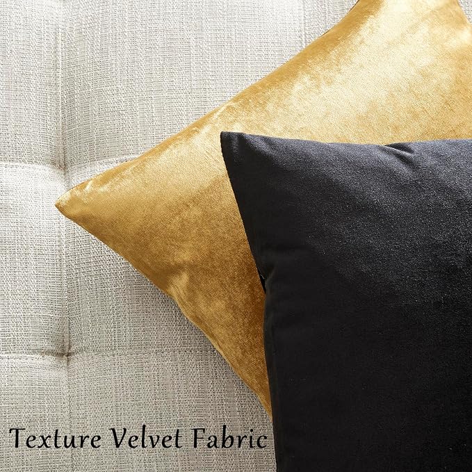 GIGIZAZA Black Velvet Pillow Covers 22x22, Decorative Square Throw Pillows - Image 6