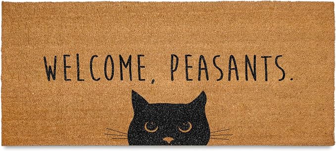 MAINEVENT Welcome Peasants Door Mat Large 48x24 Inch, Go Away Peasants Cat Door by MainEventUSA