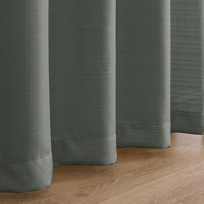 Chyhomenyc Olive Green Curtains 90 Inch Length 2 Panels Set, Faux Linen - Image 9