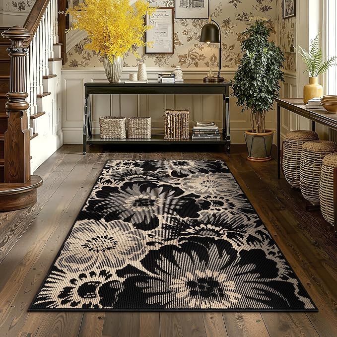 Findosom Washable Area Rug 3x5, Non Slip High-Low Textured Floral Rugs - Image 7