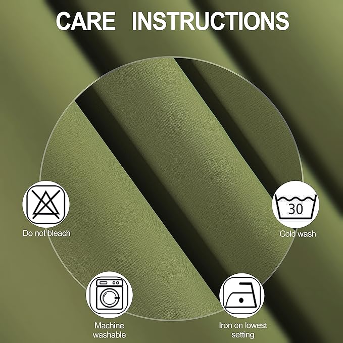 LEMOMO Olive Green Blackout Curtains/52 x 84 Inch Long/Set of 2 Curtain - Image 4