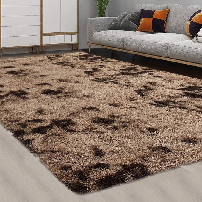 CAROMIO Fluffy Area Rugs for Living Room, Soft and Thick Faux Fur Plush Tie Dye by CAROMIO