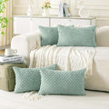 Set of 4 Aqua Decorative Throw Pillow Covers 12x20 Inch Corduroy Pillow Covers by Cozoomy