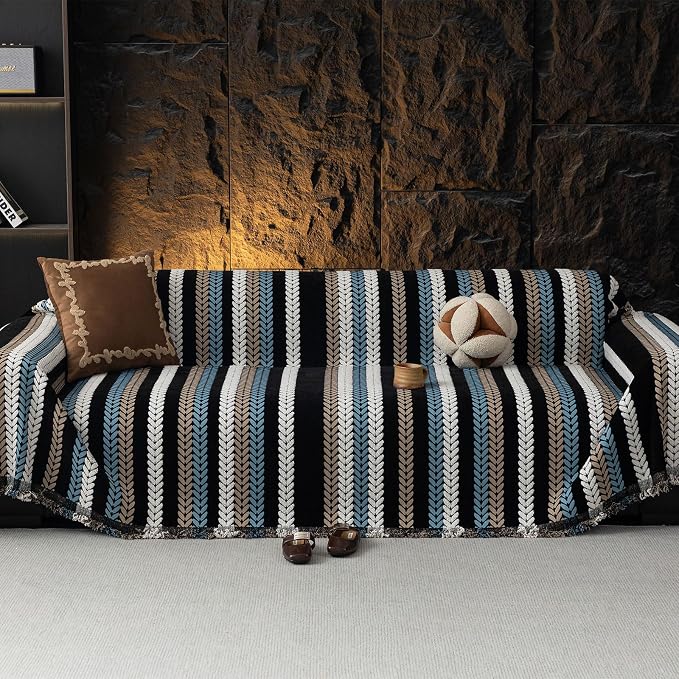 VClife Couch Cover for Sofa, Chenille Sofa Cover for Dog Modern Stripe Couch - Image 4