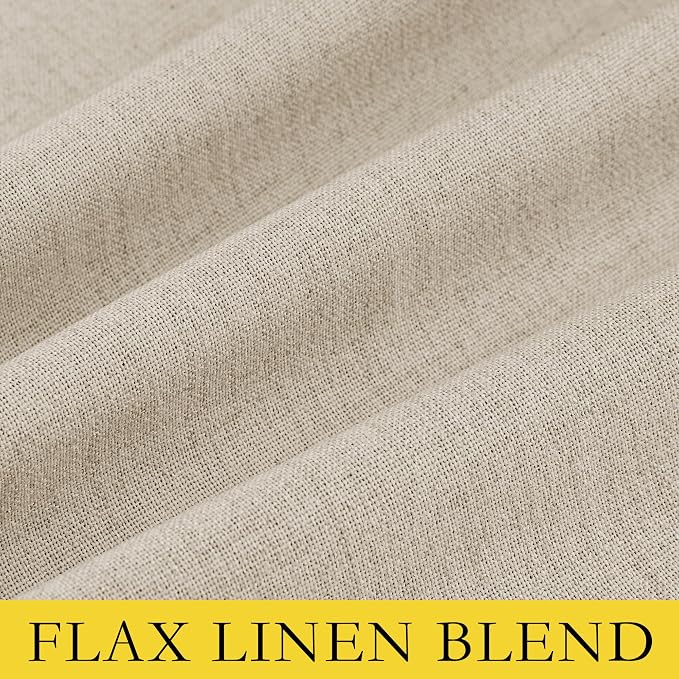 NICETOWN Cream 100% Blackout Linen Curtains 90 inch Long Burg - Image 8