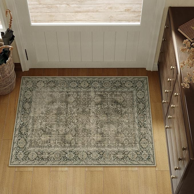 PureCozy Light Brown Entryway Area Rug 2x3 Vintage Indoor Kitchen Washable Door - Image 4