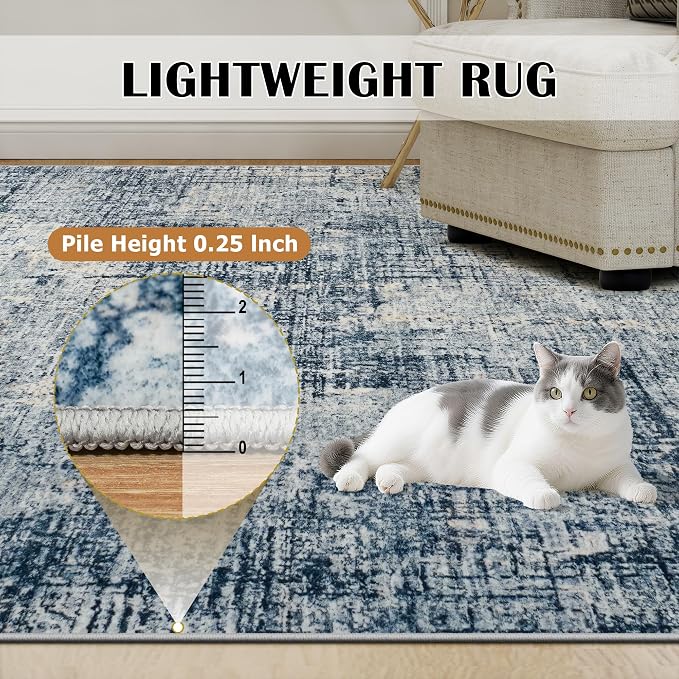 10x14 Area Rugs for Living Room Washable Rug: Anti-Skid Abstract Modern Living - Image 7