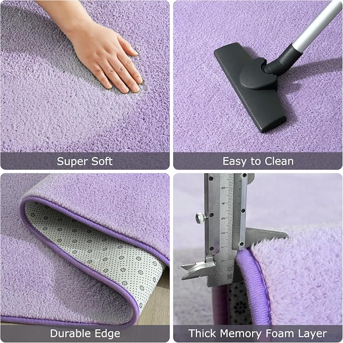 Keeko 5x7 Purple Area Rugs for Bedroom, Soft Modern Living Room Rug Indoor Non - Image 8