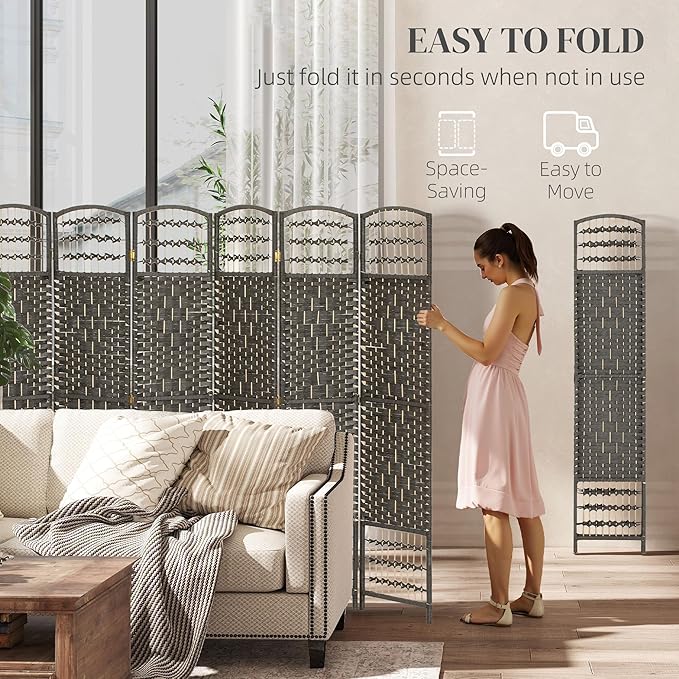HOMCOM 8 Panel Room Divider, Folding Privacy Screen, 5.6' Room Separator - Image 3