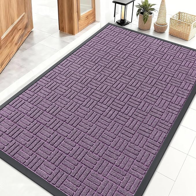 OLANLY Front Door Mat Outside Entrance 47x32, Heavy Duty Sturdy Natural Rubber by OLANLY