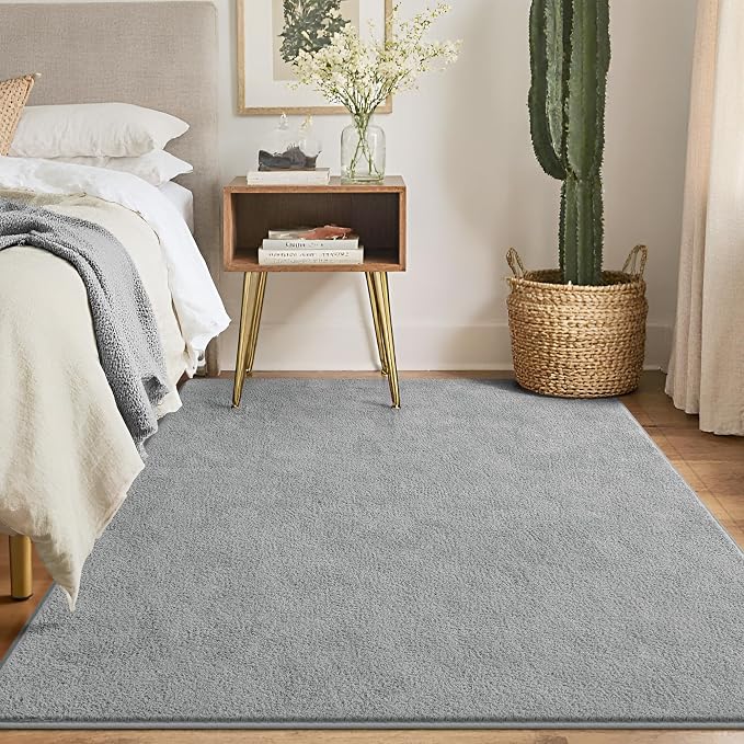 Keeko 4x6 Grey Area Rugs for Bedroom, Soft Modern Living Room Rug Indoor Non by Keeko