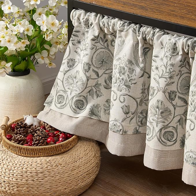jinchan Linen Valance Kitchen Curtain Pack of 2 Double Layer 16 Inch - Image 9