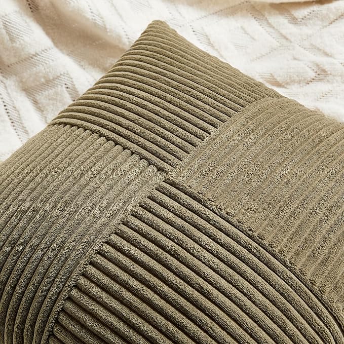 Fancy Homi 2 Packs Olive Green Euro Decorative Throw Pillow Covers 26x26 Inch - Image 3