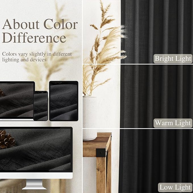 Black Linen Curtains 90 inches Long - Image 4
