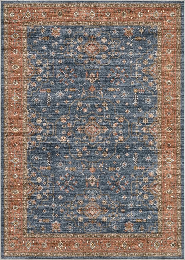 7x9 Area Rug for Living Room- Machine Washable Soft Oriental Vintage Large - Image 8