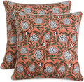 Ridhi Block Print Dark Salmon Pink Pillow Cover 18" x 18" Decorative Couch by Ridhi