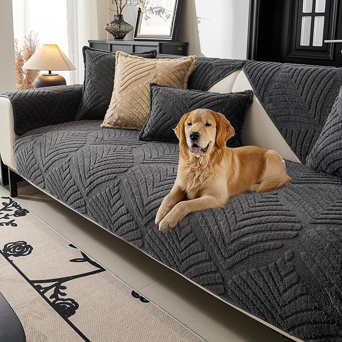 Sectional Couch Cover, Non-Slip Sofa Cover Plush Warm, Funny Fuzzy Pet Couch by PJLZJFBY