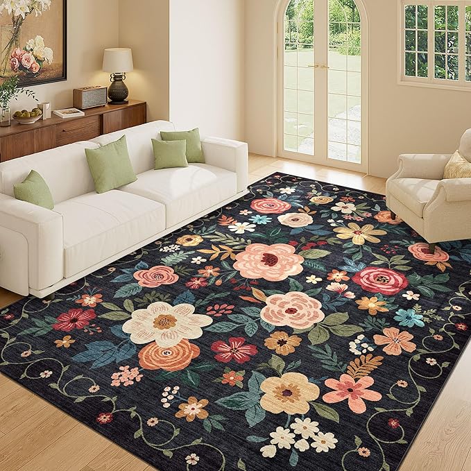 DUKINO 9x12 Area Rug, Floral Rugs - Image 2