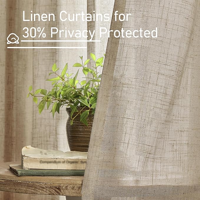 LAMIT Taupe Linen Curtains 95 Inch Length 2 Panels - Image 6