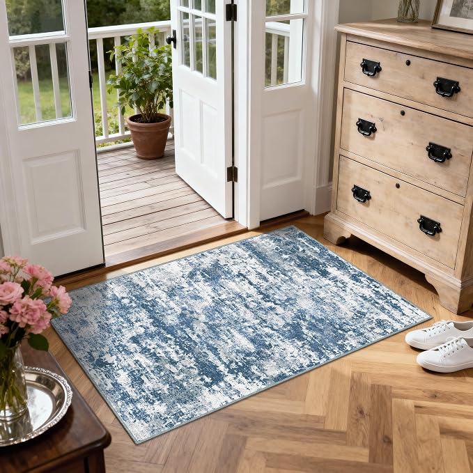 3x5 Area Rug Washable Entryway Rug Non Slip Abstract Tear and Stain Resistance - Image 2