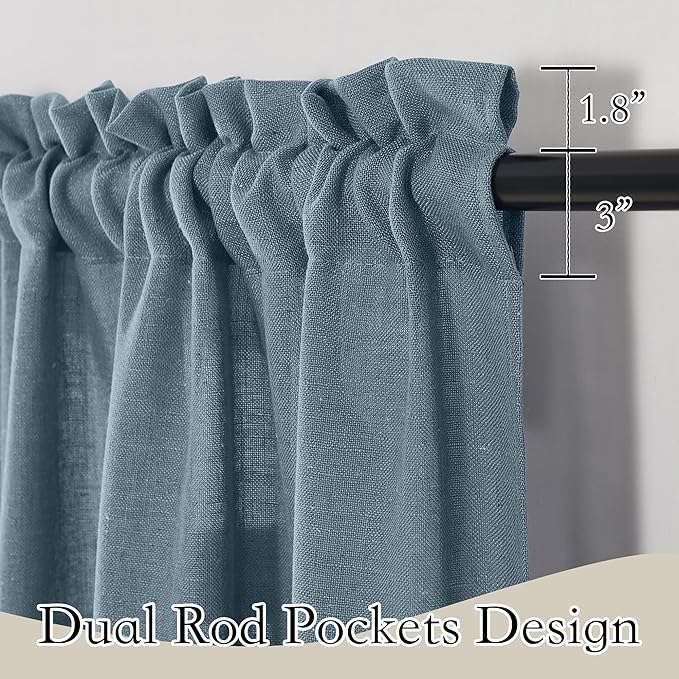 RYB HOME Cafe Curtains 24 inches Length, Linen Sheer Short Curtains - Image 3