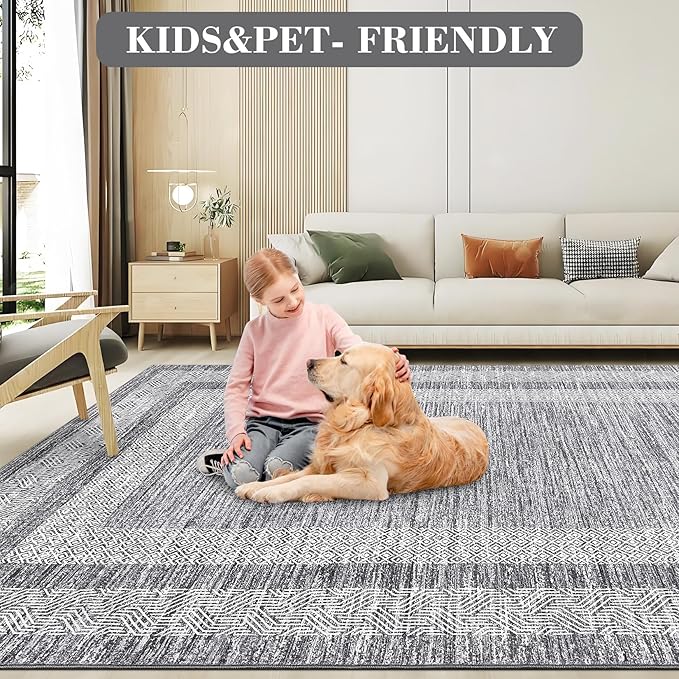 GarveeHome Modern Geometric Area Rug 2x3 Distressed Bordered Washable Non Slip - Image 6