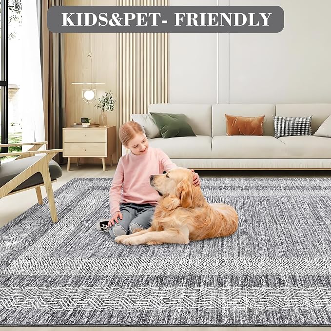 GarveeHome 10x13 Large Washable Geometric Area Rug Non Slip Non Shedding Floor - Image 5