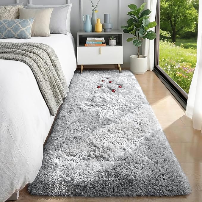 PAGISOFE Grey Runner Rugs for Hallway 2x6 Ft, Super Soft Fluffy Rug Home Decor - Image 2