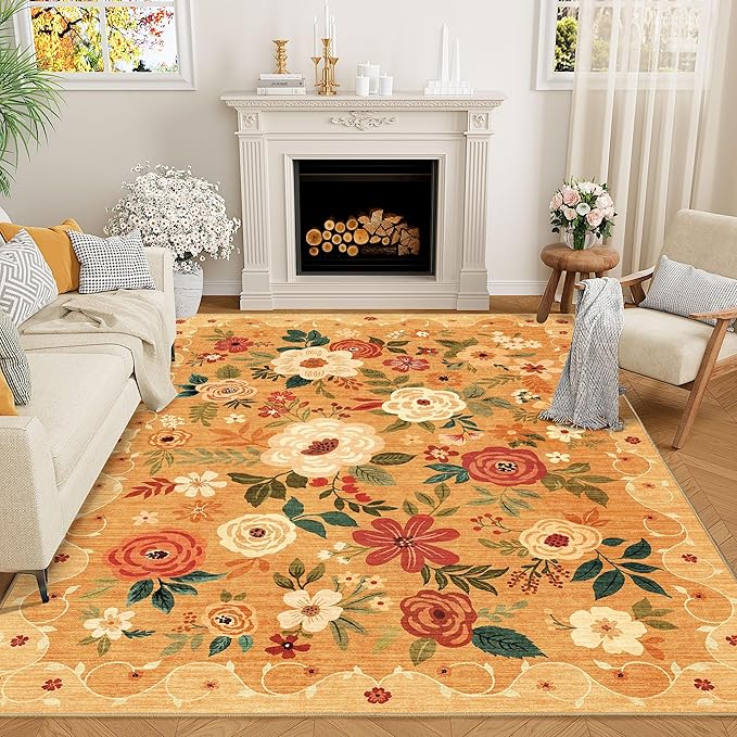 DUKINO 5x7 Area Rug, Floral Rugs by DUKINO