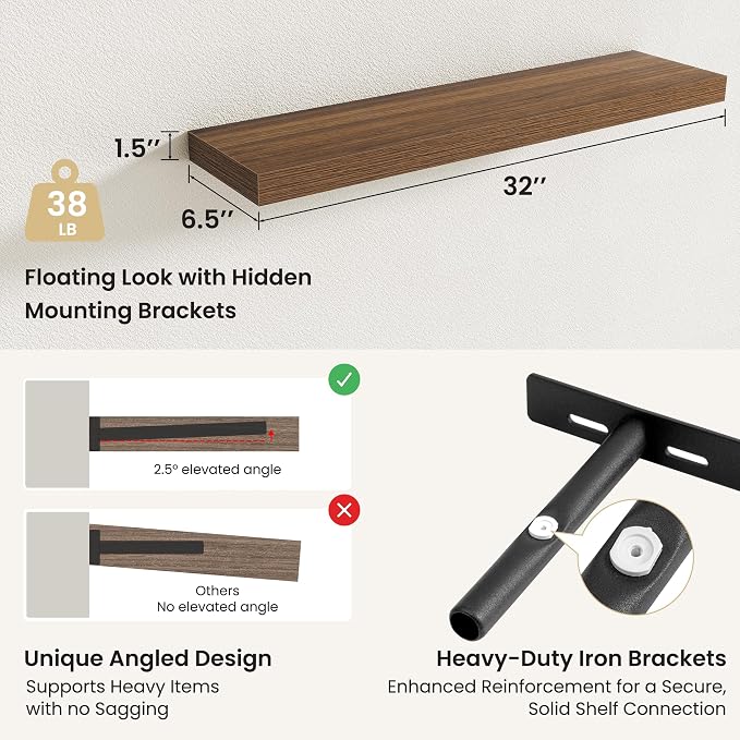 Fun Memories Rustic Wood Floating Shelves - Image 3